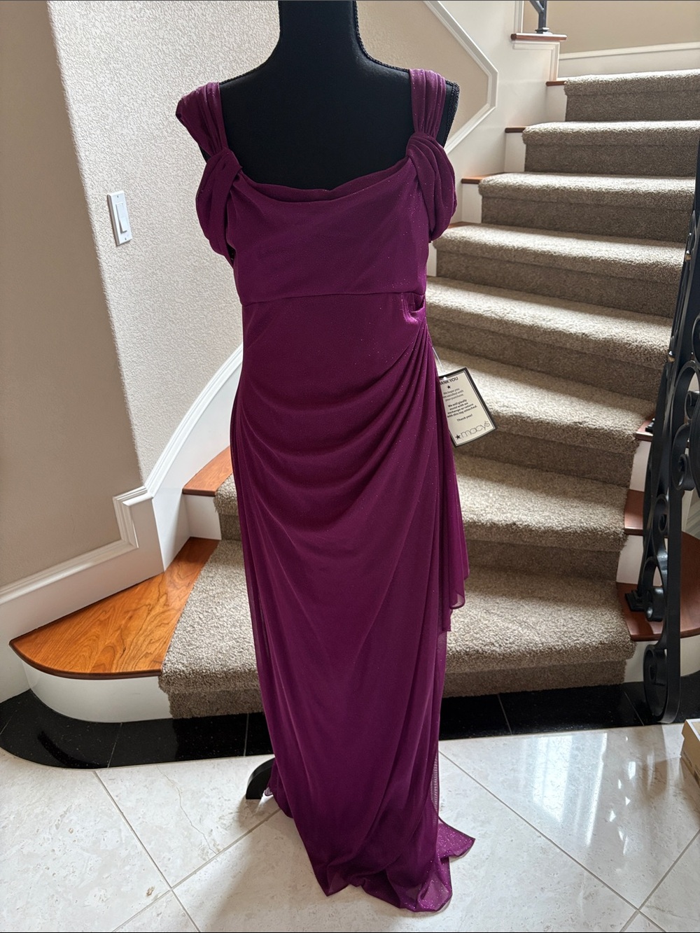 Alex Evenings Plum Draped Evening Gown